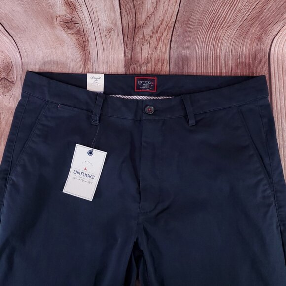 *FLAWS* NWT UNTUCKit Mens Size 35X32 St Clair Straight Leg Pants Navy Blue 40291 - Picture 6 of 13
